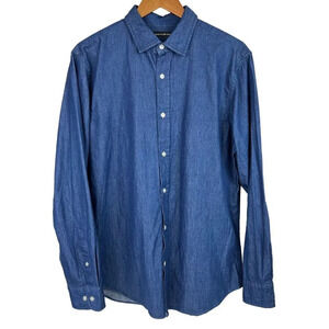 Banana Republic Mens Size Large Blue Grant Fit Cotton Long Sleeves Casual Shirt